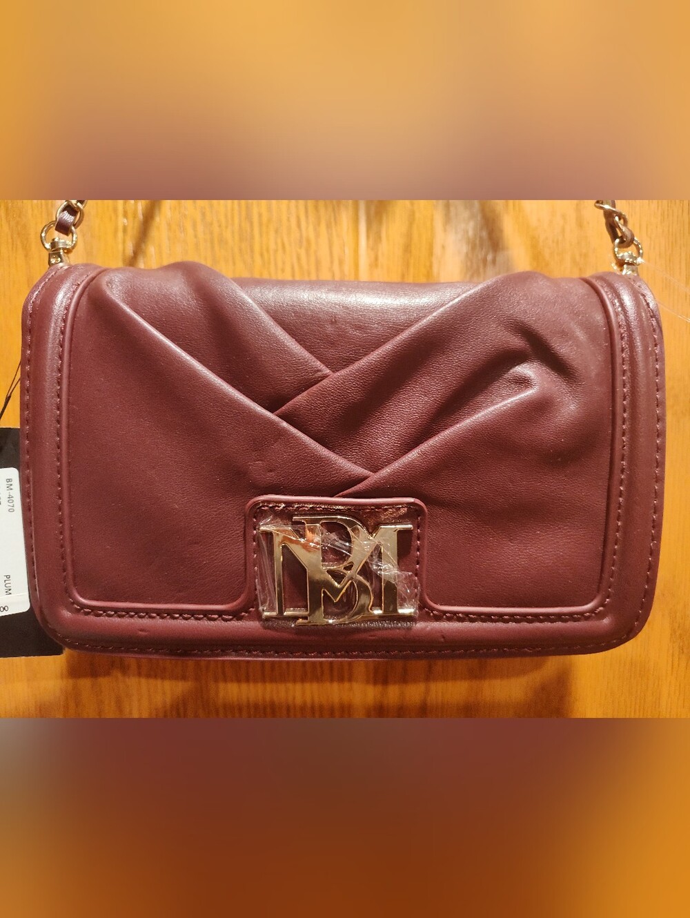 Badgely Mischka Plum Small Pleated Crossbody